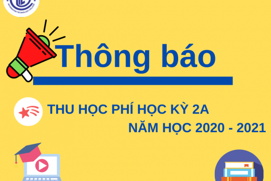 Thông báo thu học phí HK2A năm học 2020 - 2021
